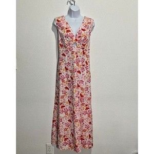 CHLOE + RENE Size Large Sun Dress Maxi Cutout Short Sleeve Floral Multi - NEW